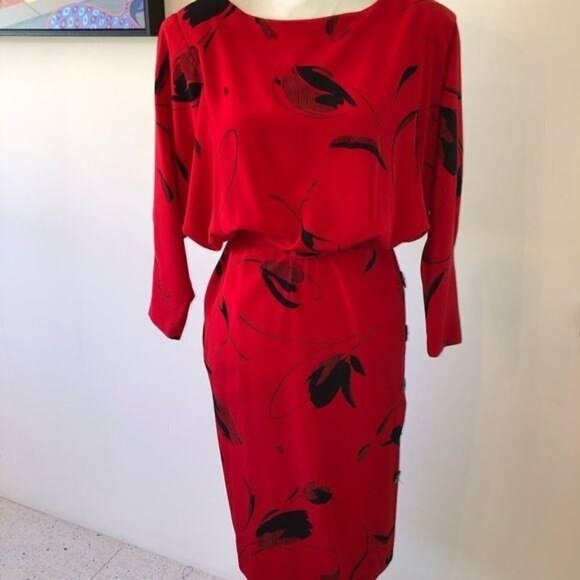 On The Rocks Dress Size 3 Juniors Womens Vintage Red Black Elastic Waist Belt - Picture 13 of 13